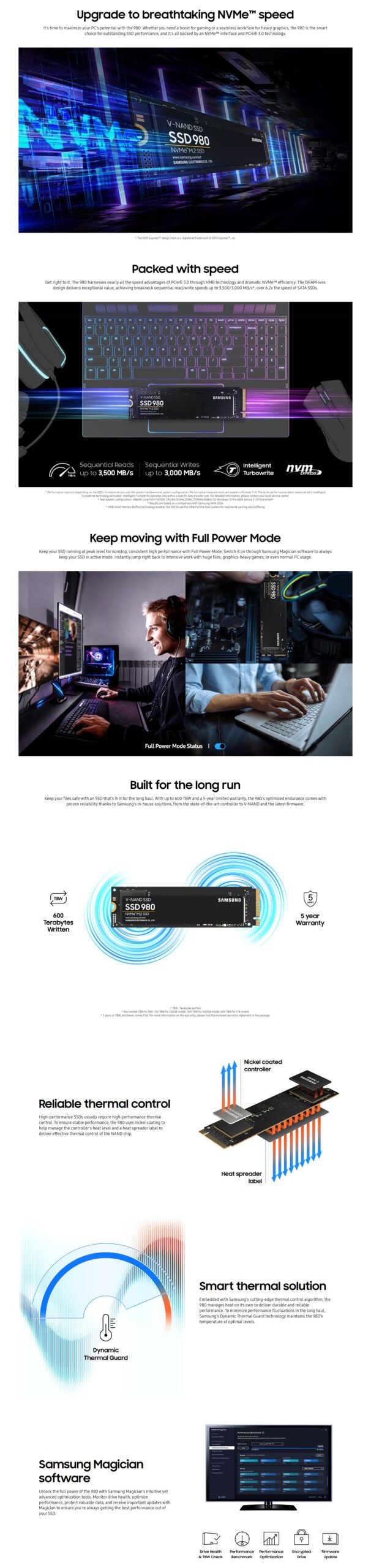 Samsung 980 M.2 2280 PCIe NVMe SSD (1TB)